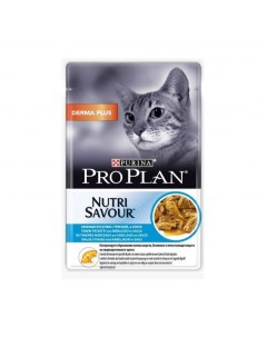 Влажный корм для кошек Nutri Savour Derma Plus треска в соусе 85г Pro plan