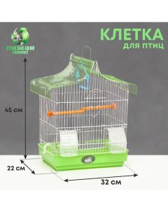 Клетка для птиц 32 х 22 х 45 см зелёная Пижон