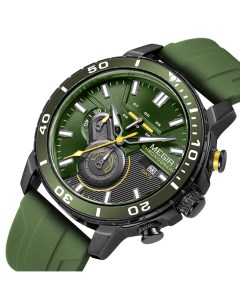 Часы наручные мужские d 4 6 см с хронографом 3 атм светящиеся зеленые Nobrand