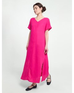 Платье женское домашнее в розовом цвете изо льна и вискозы Mark formelle
