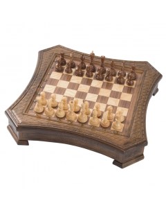Шахматы резные восьмиугольные в ларце с ящиками 50 kh164 Haleyan