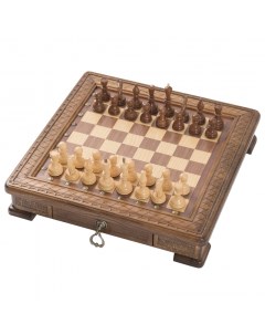 Шахматы резные Квадро в ларце с ящиками 50 kh161 Haleyan