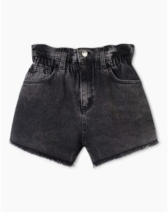 Чёрные джинсовые шорты Paperbag с высокой талией Gloria jeans