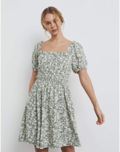 Оливковое платье мини с цветочным принтом Gloria jeans