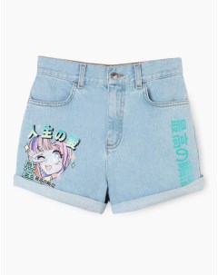Джинсовые шорты Baggy с аниме принтом Gloria jeans