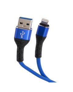 Кабель интерфейсный УТ000024542 USB Lightning 3А 1м тканевая оплетка синий Mobility