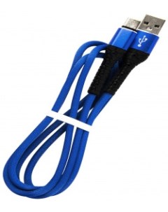 Кабель интерфейсный УТ000024538 USB Type C 3А 1м тканевая оплетка синий Mobility