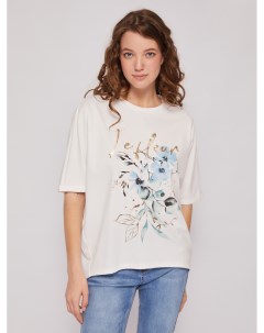 Блузка футболка с коротким рукавом и цветочным принтом Zolla