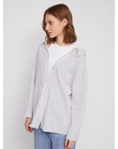 Комбинированная блузка рубашка с вшитым топом Zolla