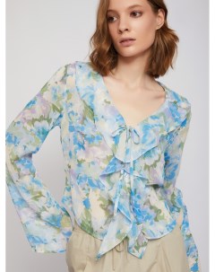 Блузка с вырезом с воланами и с цветочным принтом Zolla