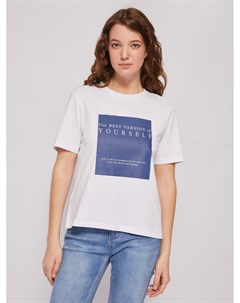 Трикотажная футболка из хлопка с принтом Zolla