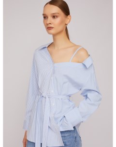 Блузка рубашка на одно плечо с узором в полоску и поясом Zolla