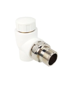 Клапан для радиатора термостатический угловой полипропилен d25х3 4 наружная резьба вентиль белый Ростурпласт