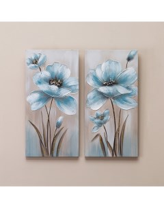 Картина Голубой цветок 30х60х3 см 2 шт Bronco