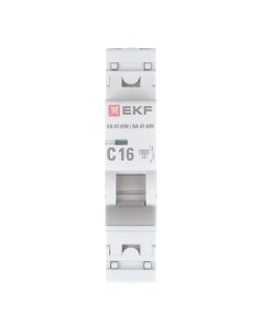 Автоматический выключатель PROxima ВА 47 63N 1P 16А тип С 6 кА 230 В на DIN рейку M636116C Ekf