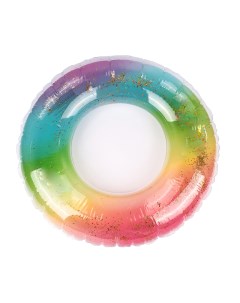 Надувной круг для плавания Радужный прозрачный с блестками BG0152 70 см Baziator