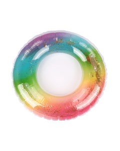 Надувной круг для плавания детский с ручками и блестками Радужный круг BG0152 Baziator