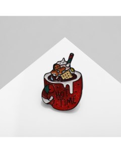 Значок Пряность 10099469 кружка со сладостями цветной в чёрном металле Queen fair