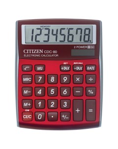 Настольный калькулятор CDC 80RDWB 8 разрядов красный Citizen