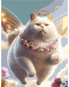 Картина по номерам Кошачий ангел холст на подрамнике 40х50 см GX46182 Paintboy