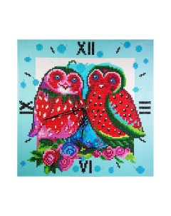 Алмазная мозаика Часы Фруктовые совы 30х30 см Color kit