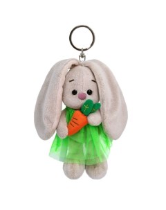 Мягкая игрушка брелок Зайка Ми в зелёном платье с морковкой 14 см Budi basa