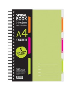 Бизнес тетрадь 140л кл А4 SPIRAL BOOK Салатовый с разделителями 84102 Attache