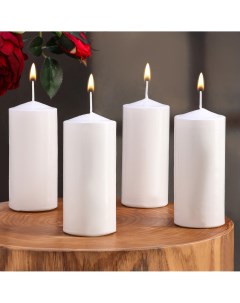 Набор свечей цилиндров 5х12 см 4 шт белая Дарим красиво
