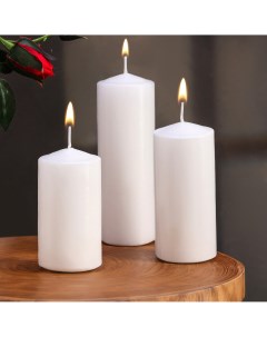 Набор свечей цилиндров 5х15 см 5х12 см 5х10 см 3в1 белая Дарим красиво