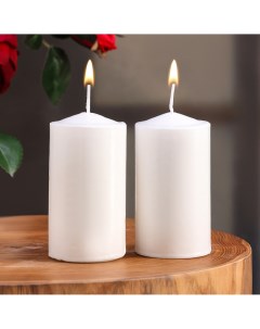 Набор свечей цилиндров 5х10 см 2 шт белая Дарим красиво