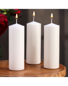 Набор свечей цилиндров 5х15 см 3 шт белая Дарим красиво