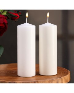 Набор свечей цилиндров 5х15 см 2 шт белая Дарим красиво