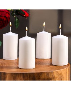 Набор свечей цилиндров 5х10 см 4 шт белая Дарим красиво