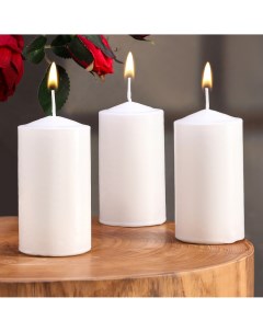 Набор свечей цилиндров 5х10 см 3 шт белая Дарим красиво