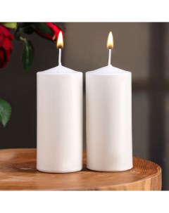 Набор свечей цилиндров 5х12 см 2 шт белая Дарим красиво
