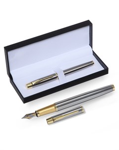 Ручка подарочная перьевая в кожзам футляре корпус серебро золото Calligrata