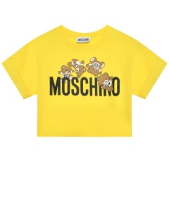 Футболка с лого и медвежатами желтая Moschino
