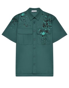 Рубашка с короткими рукавами зеленая Moschino