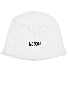 Вязаная шляпа с лого белая Moschino
