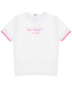 Футболка с розовым лого Balmain