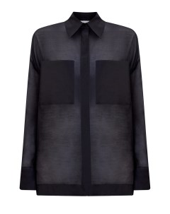 Блуза из хлопкового и льняного шифона с накладными карманами Peserico