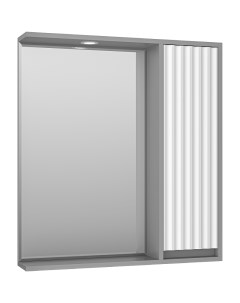 Зеркало со шкафом Balaton 75 R BAL 04075 01 01П с подсветкой Белое матовое Серое матовое Brevita