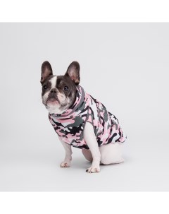 Куртка на молнии для собак породы французский бульдог размер 3 розовый камуфляж Rurri