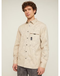 Куртка рубашка из хлопка с принтом и длинным рукавом Zolla