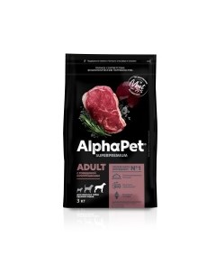 Adult Корм сух говядина с потрошками д собак крупных пород 12кг Alphapet