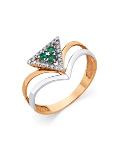 Кольцо с бриллиантами и изумрудами из комбинированного золота Мастер бриллиант