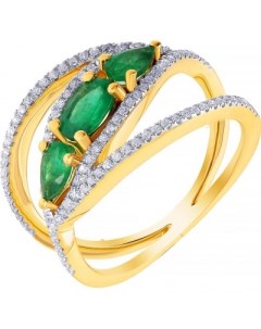 Кольцо с изумрудами и бриллиантами из жёлтого золота Джей ви