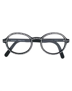 Krizia pre owned очки с круглой оправой со стразами один размер черный Krizia pre-owned