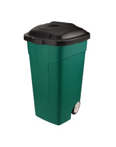 Бак мусорный 105 л пластиковый с крышкой на колесах зеленый Эльфпласт