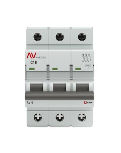 Автоматический выключатель Averes AV 6 3Р 16А тип C 6 кА 400 В на DIN рейку mcb6 3 16C av Ekf